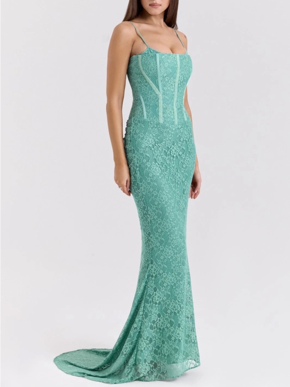 House of CB Antonina Mint Green Lace Corset Dress